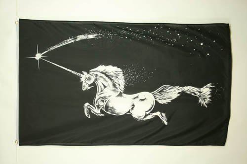 AZ FLAG Flagge Schwarzes Einhorn 90x60 cm Unicorn Polyester 100D 2 Ösen