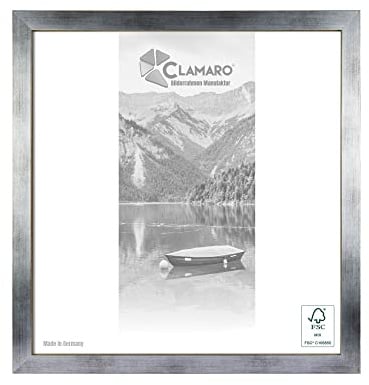 CLAMARO Bilderrahmen Collage, eckig, 25x25 cm, Silber Gebürstet, Acrylglas | Außenmaß ca. 29,8x29,8 cm, MDF-Holzleiste, HDF-Rückwand, Metallaufhänger für Hoch- und Querformat, handgefertigt