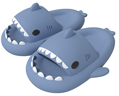 ChayChax Shark Sildes Slippers Damen Herren Kinder Hai Badelatschen Sommer Hausschuhe Badeschlappen rutschfeste Dusch Badeschuhe Strand Sandalen, Blau,36/37 EU