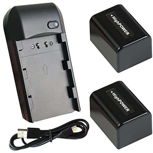 CofunKool NP-FV5 Battery Charger and 2 NP-FV5 Plus Battery 3.7V 2000mAh, Video Camera Camcorder NP-FV5 Plus Battery Charger with USB-C Charging Cable