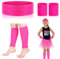 BBTO 80er Verkleidung für Mädchen Kinder 1980er Neon Accessoires Beinwärmer Set Rosa Strick Stirnband und Armbänder für Retro Party Kostüm