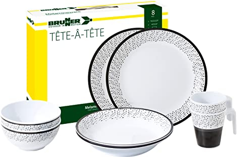 Brunner 0830143N.C6X Campinggeschirr Set für 2 Personen, Tête-À-Tête Pralin, 8-teilig