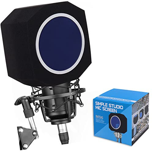 Professional Microphone Isolation Ball, Sound-Absorbing Microphone Isolation Shield with Pop Filter, Reflection Reduction Mic Isolation Ball Fit for Portable Vocal Booth, Recording Booth