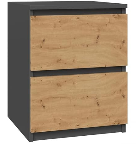 MeHome Nachttisch Nachtschrank 40 x 40 x 52 cm Nachtkommode Nachtkonsole Beistelltisch Boxspringbett Schrank mit Schublade - Bett Schlafzimmer Zuhause Innenarchitektur Elegante (Anthrazit/Artisan)