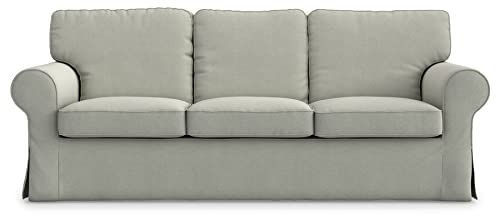 MASTERS OF COVERS Sofabezug für IKEA Ektorp 3-Sitzer, Sandgrau Sofa überzug Ektorp Couch überzug aus Polyester Petite, Ektorp 3er Sofa Cover, 218x88x88cm