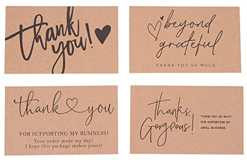 Hefddehy 120 StüCke Exquisite Dankeskarten Aus Kraftpapier, für Kleine Unternehmen, WertschäTzungskarten, Geschenk Dekorations Karten