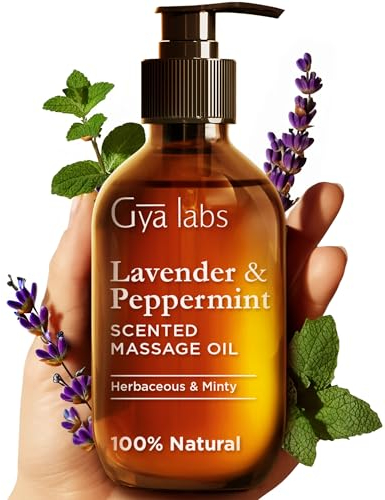 Gya Labs Lavendel- & Pfefferminz-Massageöle für schmerzende Muskeln & Haut - 100% Reines Natürliches - mit Jojoba, Argan, Sonnenblume, Mandel & Vitamin E (200 ml)
