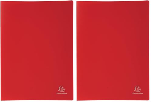 Exacompta - Ref 8545E - Soft PP Display Book - Suitable for A4 Documents, Made from Polypropylene, Lightweight, 40 Pockets, 80 Viewing Pages - Red Cover (Pack of 2)