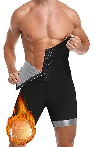 Weyot Pantaloni Dimagranti Uomo, Pantaloni Snellenti Effetto Sauna, Leggings Modellante A Vita Alta, Sweat Shorts in Neoprene, Leggins Anticellulite per Yoga Corsa Palestra,S/M,Silver