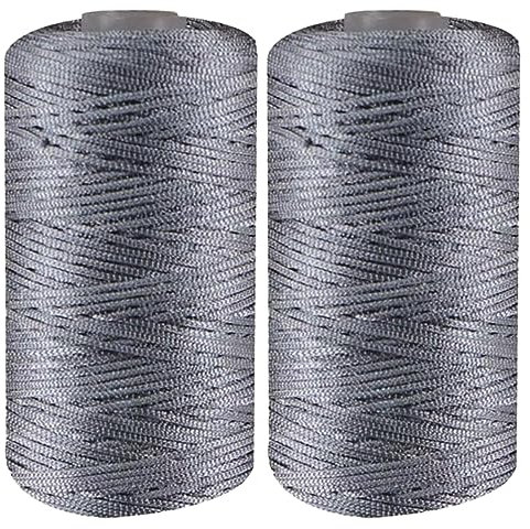 Feines Eisseidengarn für Gewicht, Polyester-Stickmaschinengarn-Set für Brother, Babylock, Janome, Singer, Husqvarna, Bernina, Stickerei, Hellschwarz, 2 Stück