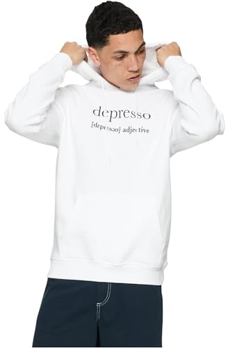 Mister Tee Herren Kapuzenpullover Depresso Hoody White M