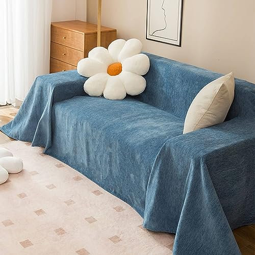 Daesar Bezug für Sofa 1 Sitzer, Couchbezug Eckcouch rutschfest Staubig Blau Universal Sofabezug 180x200CM Couch Überwurf Sofaüberwurf