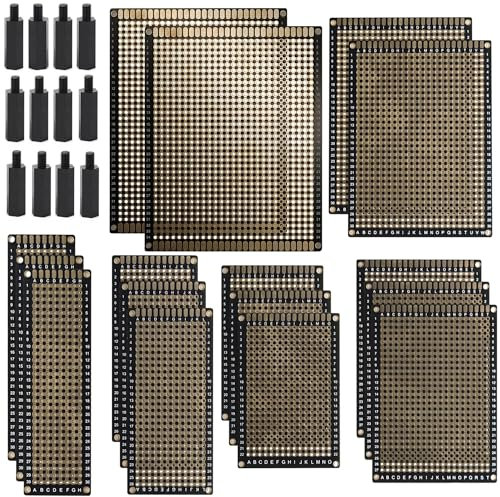 Treedix Prototype Board Solderable Breadboard, High-quality Printed Circuit Boards with Grid and Double Gold-plated for DIY Solder Bridges, Electronic Project (3+3+3+3+2+2)