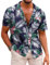 COOFANDY Chemise hawaïenne à manches courtes pour homme - Sans repassage - Coupe droite - Pour l'été et la plage, Feuilles de palmier B, L