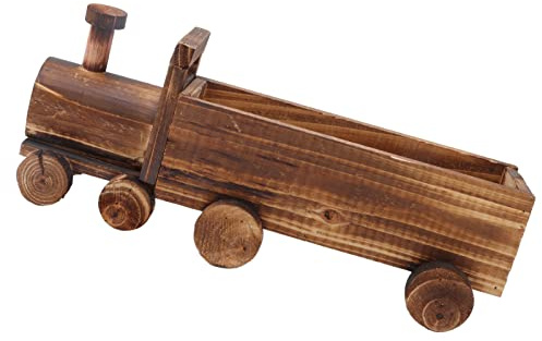 NOENNULL Blumentopf aus Holz, Cartoon-Zugform, gute Belüftung, Sukkulenten, Blumentopf, Dekoration Garten, Zuhause, Büro