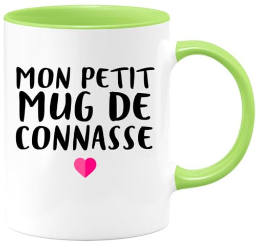 quotedazur Café-Croissant - Mug Personnalisé Humour Mon Petit Mug De Connasse - Tasse Humoristique Femme Cadeau Noël Original Râleuse Chiante - Vert/Céramique