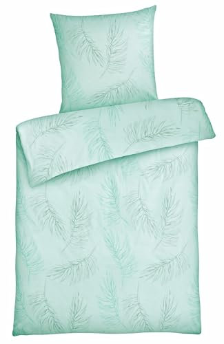 Carpe Sonno® Baumwoll Bettwäsche 135x200 Baumwolle | Sommer Bettwäsche Grün Mint Renforce Bettbezug 135 x 200 | Bettwäsche-Sets als Allergiker Bettwäsche Baumwolle 135x200 geeignet