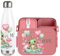 wolga-kreativ Set personalisierte Lunchbox und Trinkflasche für Mädchen Baby Schildkröte - Bento Box mit Fächern und Unterteilungen – Brotdose für Schule und Kindergarten