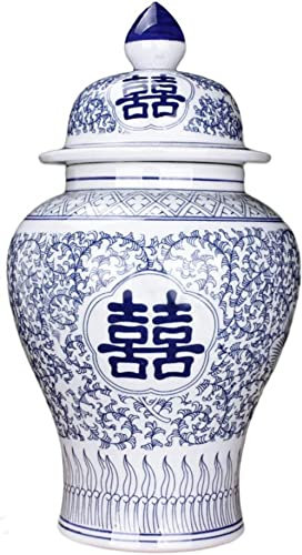 Vase à fleurs traditionnel en porcelaine bleu et blanc Vases à fleurs chinoises en céramique chinoise style Ming Vase Vase Art Chine Style Ming Décoration - h38cmxw21cm