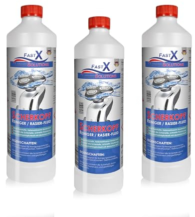 Scherkopfreiniger 3x1 Liter – Effektive Reinigung & Pflege für Scherköpfe und Rasierapparate, Verlängert Lebensdauer (3x1 Liter)