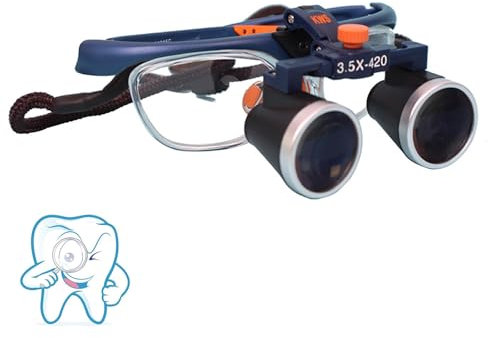 DKPLOE Lupenbrille Zahnarzt Zweifach Verstellbare Lupen Winkelverstellbare Lupe Brille Kurzsichtigkeit Zahnmedizin Orthopädie Gynäkologie(2.5X)