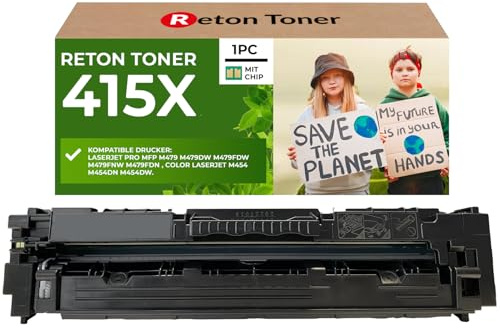 [Mit Original-Chip | wiederverwendet] Reton Toner kompatibel für HP 415A 415X für Color LaserJet Pro MFP M479fdw M479dw M479fdn M479fnw M454dw M479 W2030X | Keine UPDATEPROBLEME|
