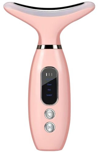 Massaggiatore Viso Lifting, 45°C Terapia Della Luce che Rassoda il Dispositivo di Bellezza del Massaggiatore Facciale del Collo con 4 Modalità LED Massaggio per il Sollevamento del Viso