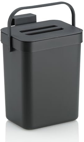 Kela Paulo Biomülleimer, 2,3 l - Komposter, Schwarz, Kunststoff, 20,5 x 12 x 15,5 cm, 230 cl, Spülmaschinengeeignet
