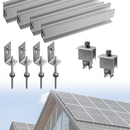 Avoltik Solarmodul Halterung Balkonkraftwerk I I Solar Halterung für Blechdach Dach I Schiene, Stockschraube, L-Halter, Endklemme, Befestigungsschraube I Montageset Befestigung für 1 Solarmodul