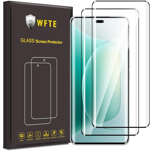 WFTE [Lot de 2 Verre Trempé pour Honor 300 Pro/Ultra/Honor 200 Pro/Ultra, 3D Couverture Complète Film de Protection D'écran avec Haute Transparence à 99% Protecteur avec Dureté 9H Glass (Noir)