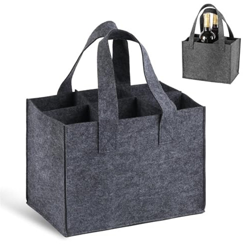 Sac à Vin en Feutre,Sac Porte-Bouteille de Vin Sac à Bouteilles pour 6 Bouteilles Sac de Transport avec Poignée Réutilisable pour Champagne Bière Boissons Emballage Cadeau