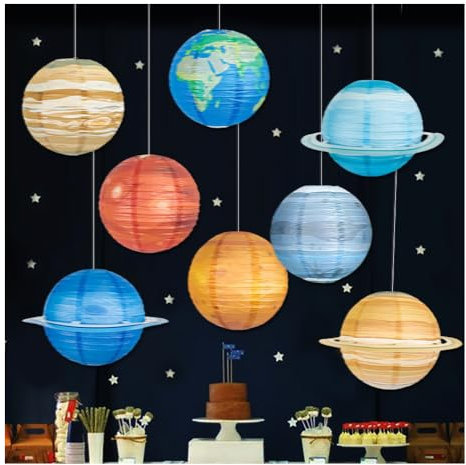GIDWRIY 8 Stück Papierlaternen Planeten zum Aufhängen, Lampenschirm Planeten Deko Hängend, Solarsystem Planeten Styroporkugeln,Laterne Weltraum Deko Kinderzimmer,Weltall Dekoration, Sonnensystem Deko