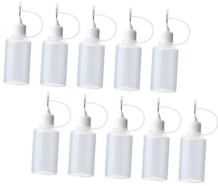 Housoutil 10pièces Flacon De Colle Liquide à Pointe Aiguille De Bouteille De Colle Plastique avec Embout Aiguille Flacon Compte-Gouttes Plastique