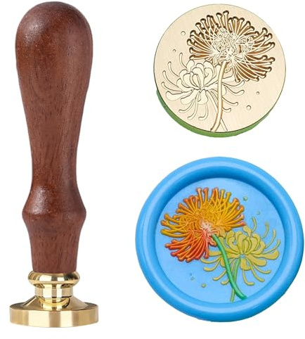 Ychostamp Sceau de cire à cacheter fleur – Lys araignée rouge – Sceau floral en laiton de 25 mm pour journal intime, lettres, projets d'art poétique et gothique