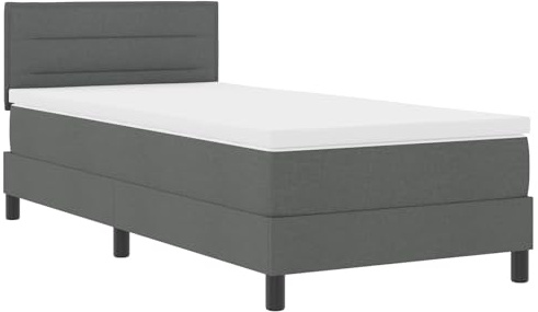 vidaXL Boxspringbett mit Matratze Dunkelgrau 90x190 cm Stoff langlebig kompakt elegant Bettwäsche Einzelmöbel stylisch bequem und Topper