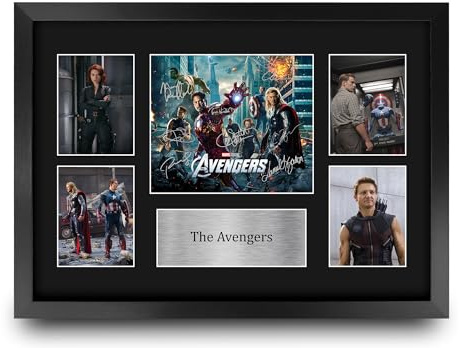 HWC Trading The Avengers 1 Gifts Printed Signed Autograph Presentation Display Montage for Movie Memorabilia Fans - A3 Framed