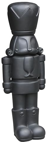 Klocke Dekorationsbedarf XXL Nussknacker Statue – Modern & Weihnachtlich – Polystone Skulptur (Matt Schwarz, H: 59 cm - B: 20 cm - T: 17,5 cm)