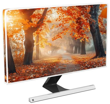 Baocicco Fall Maple Leaves Waterproof Computer Monitor Cover 26, 27, 28 Inch Sunlight Path Natural Forest Monitor Dust Cover Protective Sleeve for iMac 26 inch, 26-28 inch PC, Desktop Computer and TV