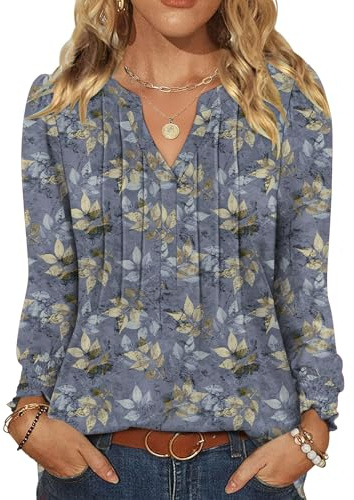 Rapbin Blouses for Women UK Long Sleeve Tops Dressy Casual V Neck Blouse Pleated Ruffle Shirts Elegant Tunics Ladies Top for Leggings