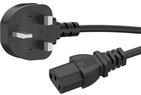 Monitor Power Cable UK for Samsung, Dell, Sony, HP, LED LCD Smart TV, 250V 10A 3 Prong Kettle Lead 5FT IEC C13 Universal AC Power Cord Replacement for PC, Monitor, Printer (1.5M)