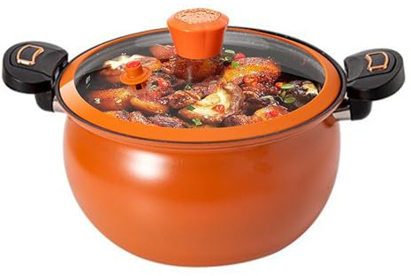 Fenayuu Schnellkochtopf | Schnelles Kochgeschirr | Schnelle Erwärmung Antihaftbeschichtet mit durchsichtigem Deckel zum Kochen und Braten von Suppe und Essen für Induktionsherde tägliches