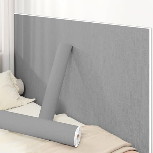 Aeovot Selbstklebende Tapeten - 5 mm Dicke Isoliertapete Selbstklebend mit 3D Leinenstruktur, Dämmtapete-Rolle Wandverkleidung Wandschutz für Schlafzimmer Wohnung Hotel Wohnzimmer(Grau,50cmx3m)