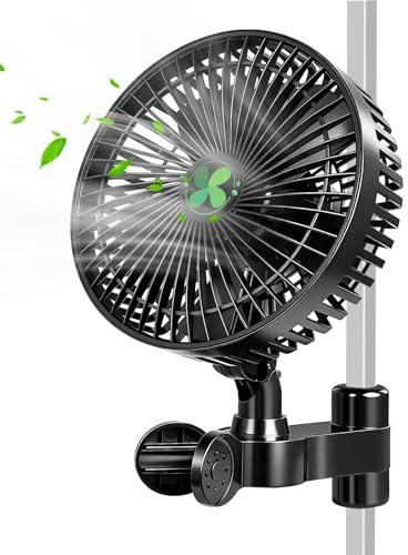 LeadGoods Grow Ventilator mit Clip Upgrade 7'', Oszillierend Clip Ventilator, 4 Geschwindigkeiten, EC-Motor, Grow Ventilator Oszillierend Klemmbar mini Fan für growzelt für Growbox/Zelt, Schwarz