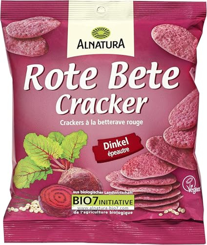 Alnatura Bio Rote Bete-Dinkel-Cracker, 75 g (Packung mit 5)