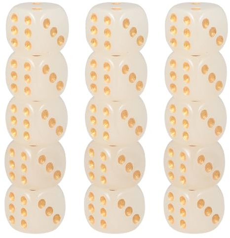 Abaodam 10 Stück Nachtleuchtende Spielwürfel mit Runden Ecken 16mm Goldpunkte Partywürfel für Bar und Nachtveranstaltungen