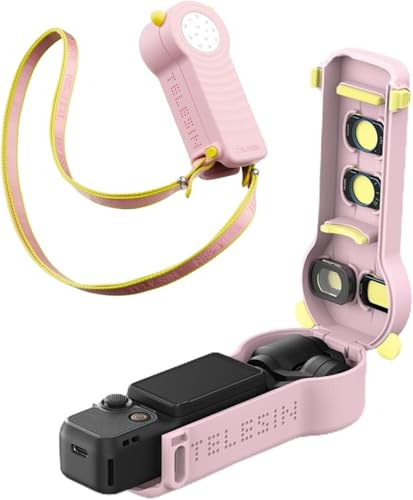 TELESIN Protective Case for DJI Osmo Pocket 3 Accessories, Hardcase Cover Case with Magnetic Filter Storage & Shoulder Strap, Gimbal Screen Lens Protector for Osmo Pocket 3 & Xtra Muse(Pink)
