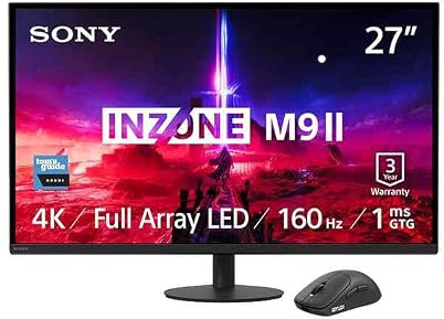 Sony INZONE M9II 27 4K Ultra HD PC Gaming Monitor, Schwarz + INZONE Gaming-Mouse