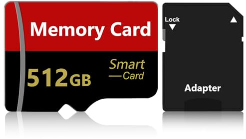 Scheda di Memoria 512GB, Velocità fino Memory Card con Adattatore SD per Telefono, Videocamera, 4K Fotocamera Pro, Tablet