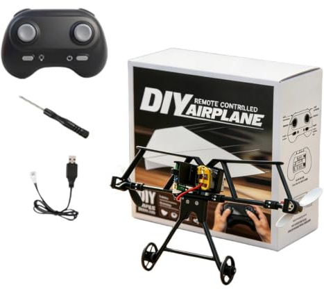 Djeyzusy Paper Airplane Kit | RC Paper Airplane DIY Kit with Gyro Stabilizer | DIY Assembled Electric Remote Control Fixed Wing Aircraft | Lightweight Glider Tool for Hobbyists and Beginner Flyers