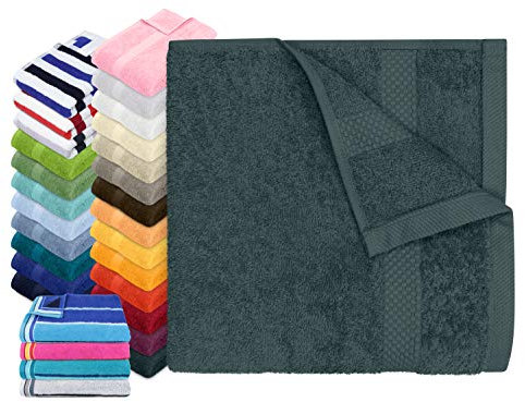 Dyckhoff Traumhaft weiche Bio-Handtuchserie - erhältlich in 22 modischen Unifarben in 7 verschiedenen Größen, sowie 7 Streifen-Variationen, 1 Handtuch 50 x 100 cm, anthrazit